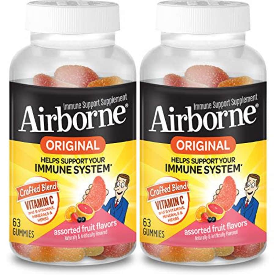 Airborne Assorted Fruit Gummies - Vitamin C 750mg (per Serving) (2x63 Count in a Bottle), for $54