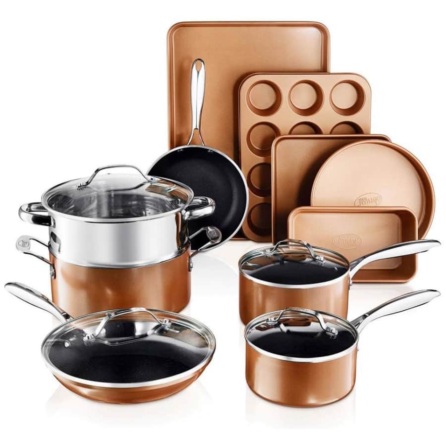 Gotham Steel 15-Piece Cast Textured Nonstick Cookware & Bakeware Set: $99.99 Gotham Steel 15-Piece Cast Textured Nonstick Cookware & Bakeware Set: $99.99