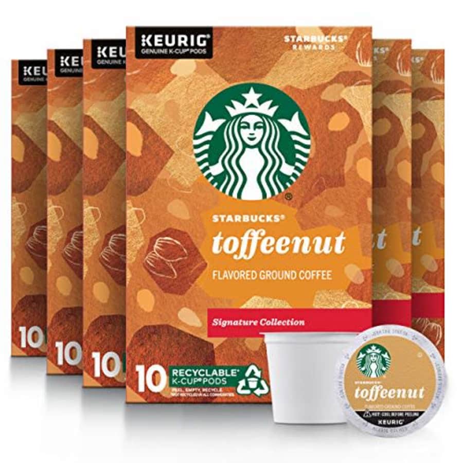 Starbucks Medium Roast K-Cup Coffee Pods Toffeenut for Keurig Brewers 6 boxes (60 pods total) for $54