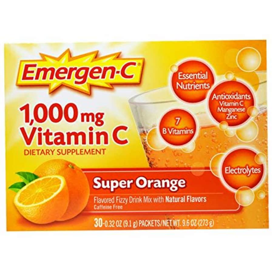 Emergen-C (30 Count, Super Orange Flavor, 1 Month Supply) Dietary Supplement Fizzy Drink Mix with for $15