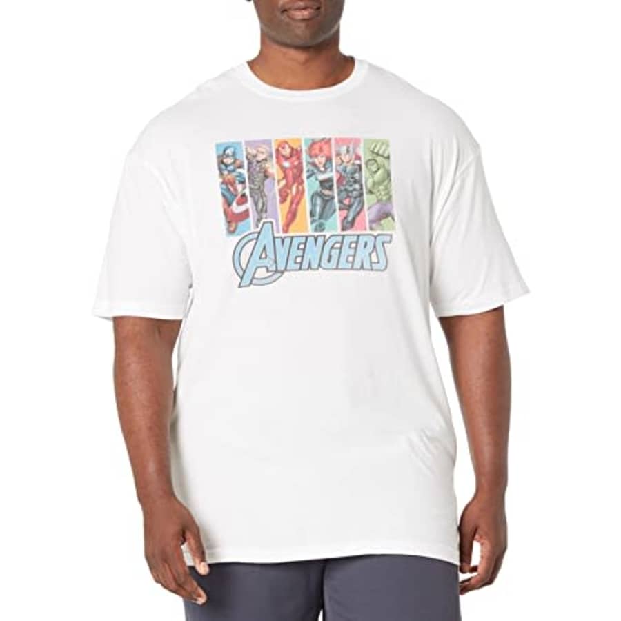 Marvel Big & Tall Classic Avengers Unite Men's Tops Short Sleeve Tee Shirt, White, Large for $7