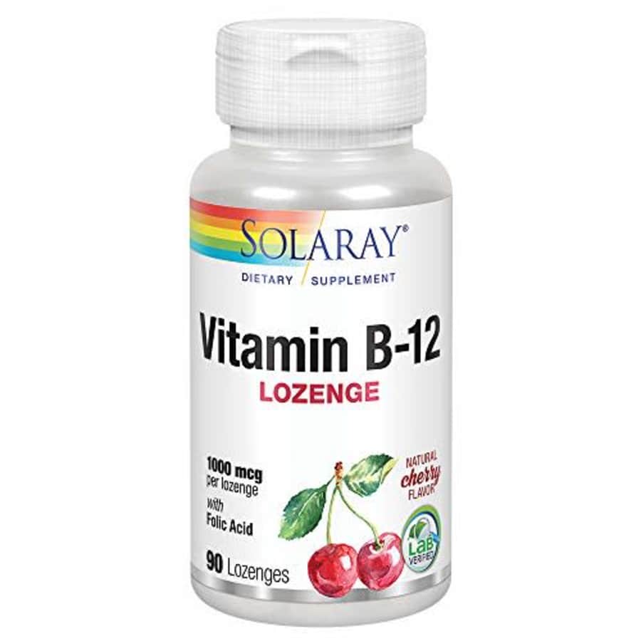 Solaray Vitamin B-12 1000mcg Lozenges with Folic Acid | Natural Cherry Flavor | Healthy Energy for $13 Solaray Vitamin B-12 1000mcg Lozenges with Folic Acid | Natural Cherry Flavor | Healthy Energy for $13