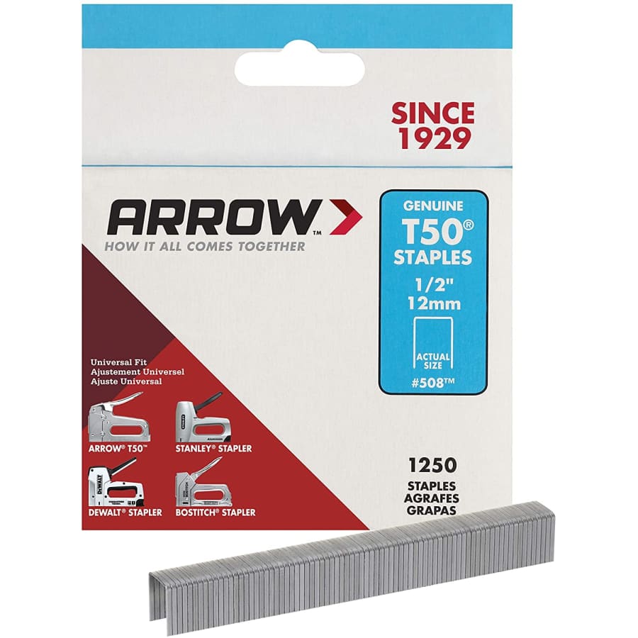 Arrow 508 Genuine T50 1/2" Staples 1,250-Pack for $3