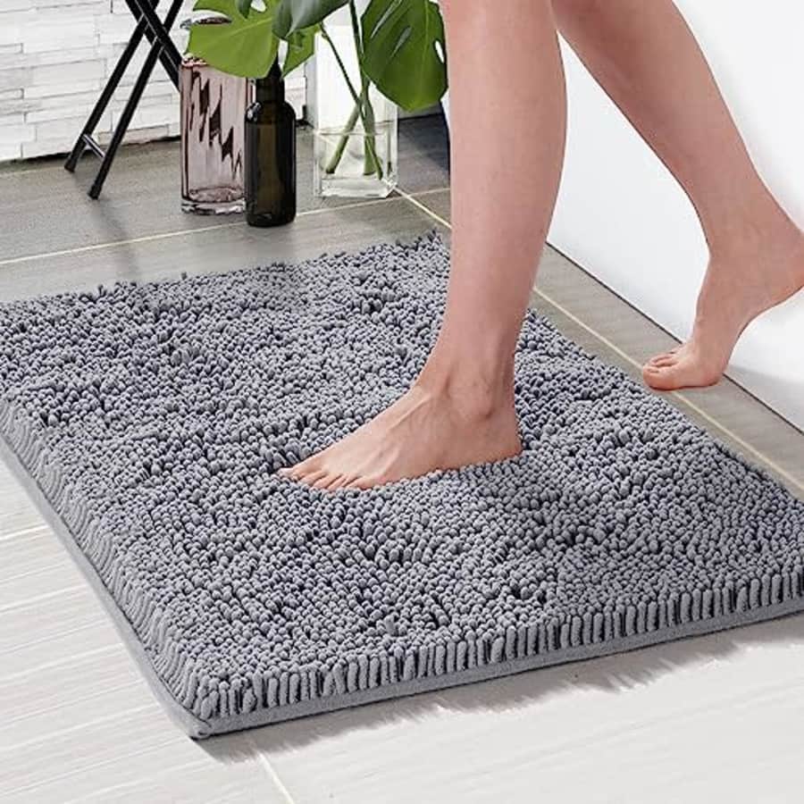 Deconovo Bathroom Rugs, 32"x20", Super Soft Plush Chenille Bath Mat, Machine Washable Absorbent for $17