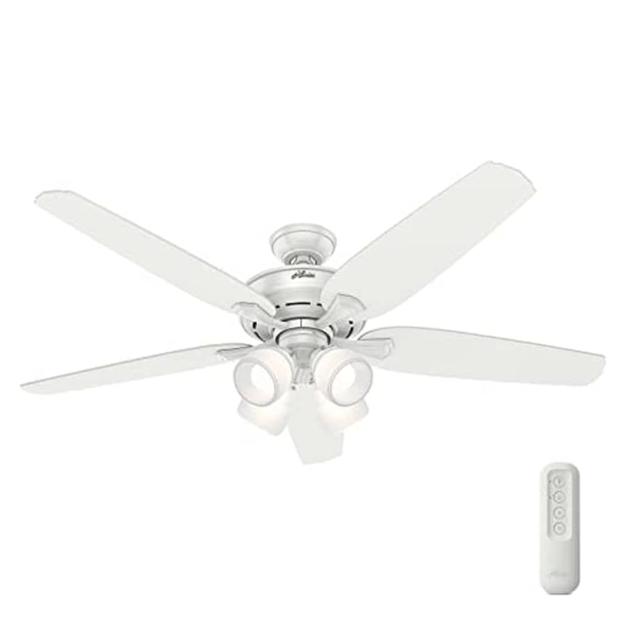 Hunter Fan 52 inch White Indoor Ceiling Fan with Light and Remote Control for Bedroom, Living for $72 Hunter Fan 52 inch White Indoor Ceiling Fan with Light and Remote Control for Bedroom, Living for $72