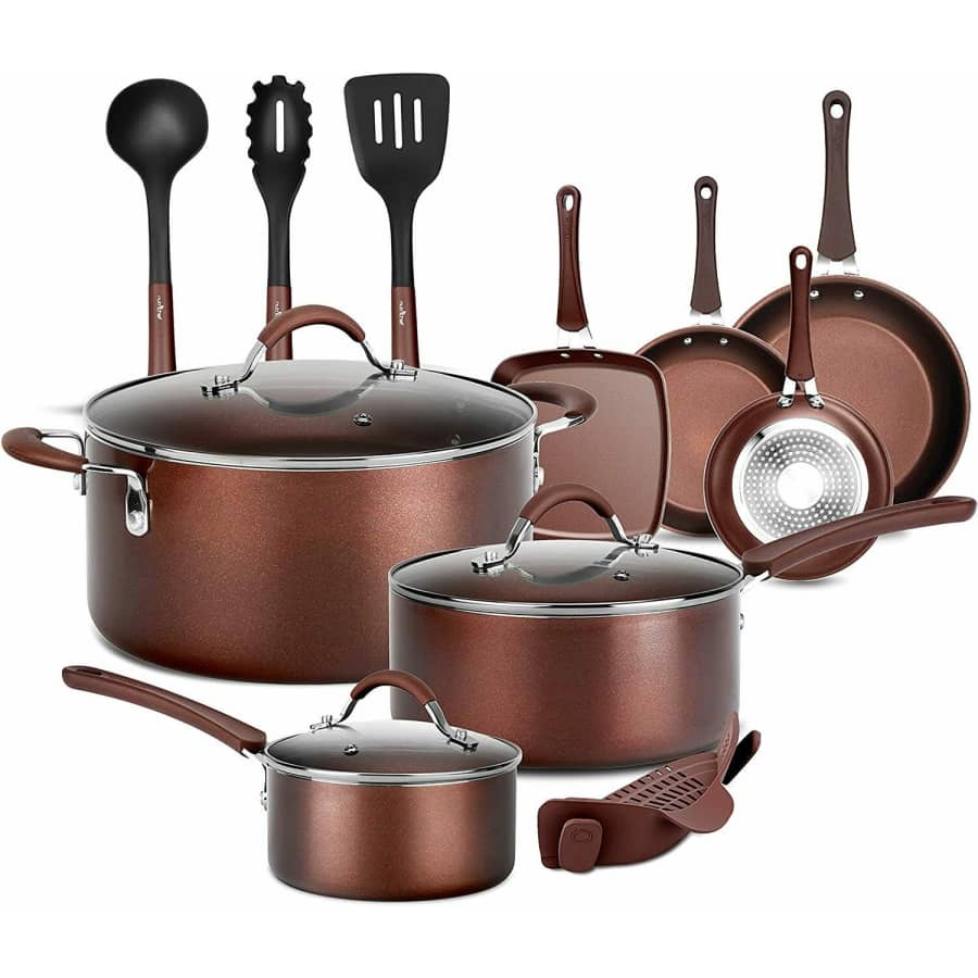 NutriChef 14-Piece Nonstick Cookware Set for $91
