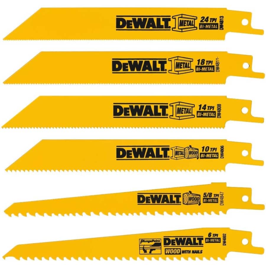 DeWalt 6-Piece Reciprocating Saw Blade Set for $12