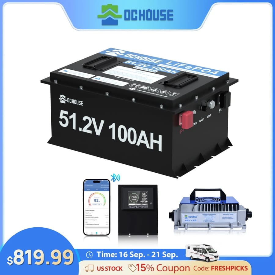 DC House 48V 100AH LiFePO4 Metal Case Lithium Golf Cart Battery w/ Charger for $820 DC House 48V 100AH LiFePO4 Metal Case Lithium Golf Cart Battery w/ Charger for $820