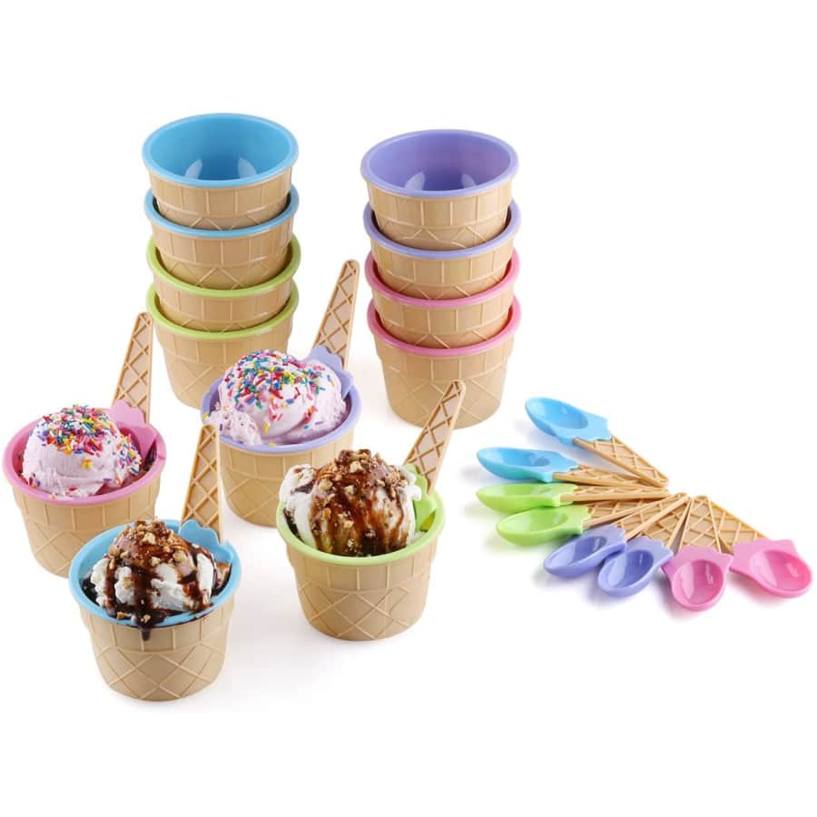 Greenco Vibrant Colors Ice Cream Bowls & Spoons 12-Pack for $25