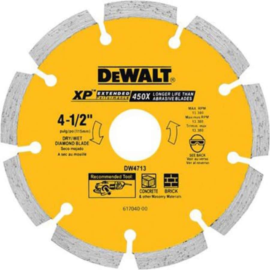 DEWALT DW4713 Industrial 4-1/2-Inch Dry Cutting Segmented Diamond Saw Blade with 5/8-Inch or for $24