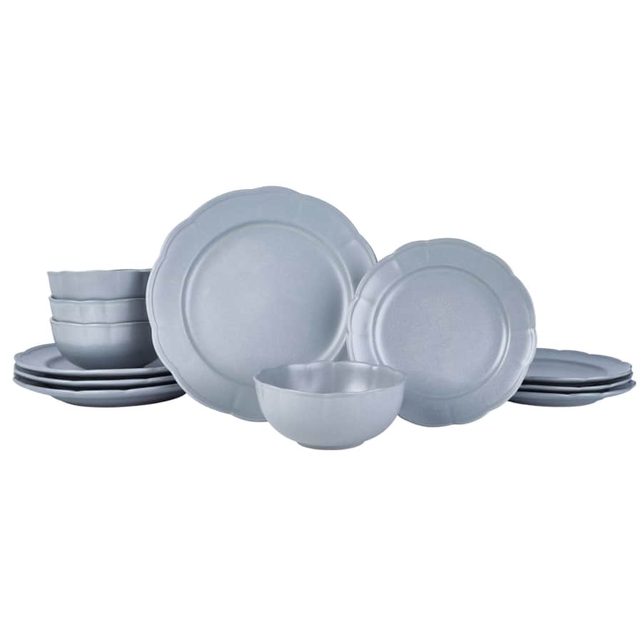 Beautiful by Drew Barrymore Scallop 12-Piece Stoneware Dinnerware Set for $50
