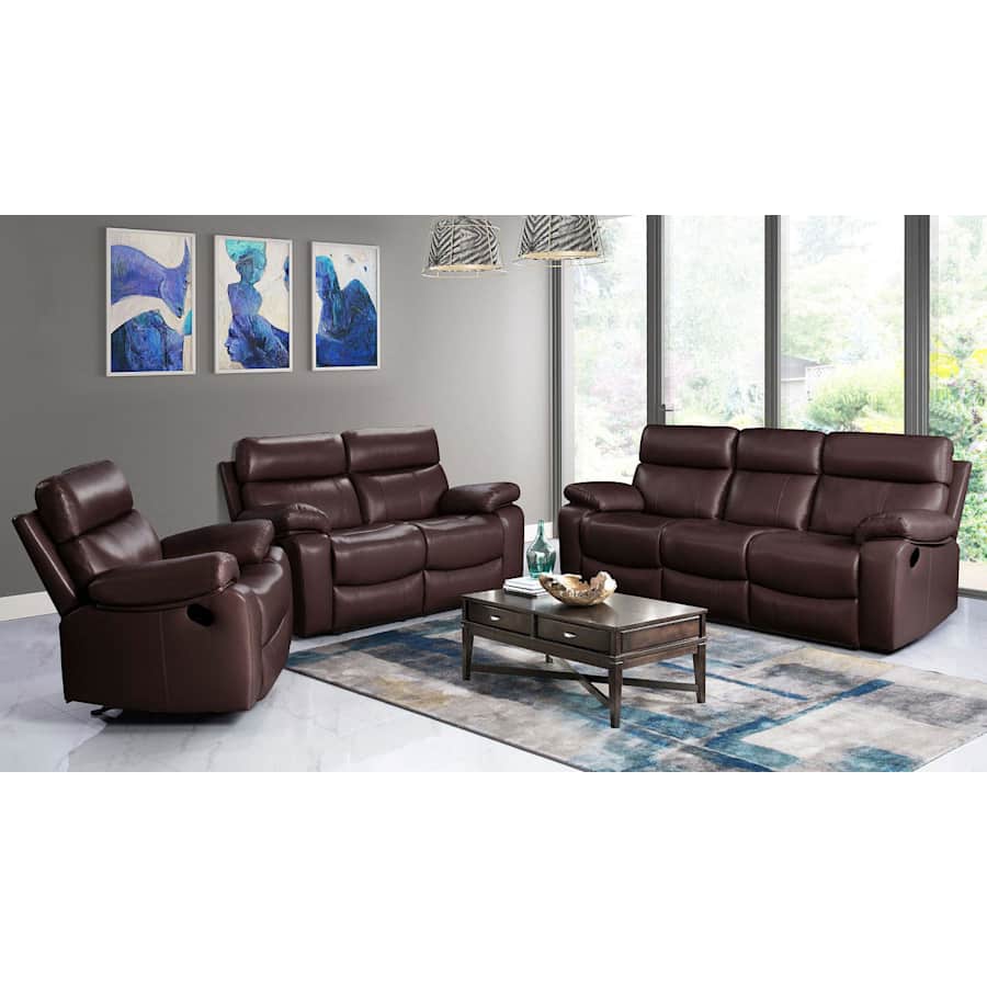 Abbyson Living Strafford Top-Grain Leather Reclining 3-Piece Furniture Set for $2,499 for members Abbyson Living Strafford Top-Grain Leather Reclining 3-Piece Furniture Set for $2,499 for members