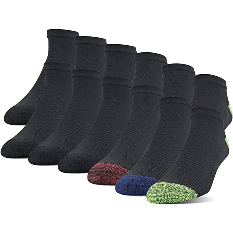 Gildan Men's Half Cushion No-Show Socks 12-Pair Pack for $14