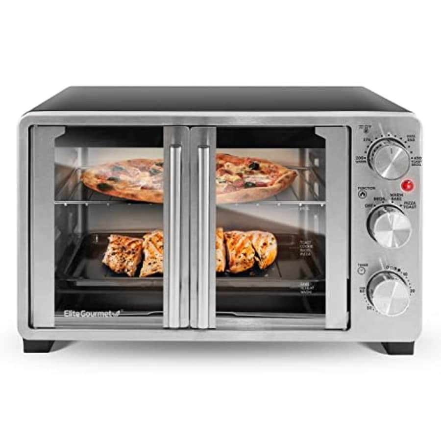 Elite Gourmet ETO2530M Double French Door Countertop Toaster Oven, Bake, Broil, Toast, Keep Warm, for $73 Elite Gourmet ETO2530M Double French Door Countertop Toaster Oven, Bake, Broil, Toast, Keep Warm, for $73