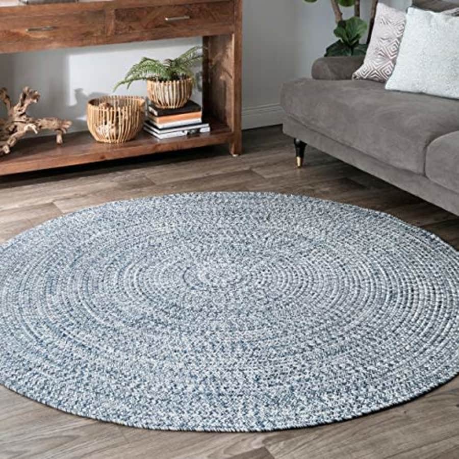 nuLOOM Lefebvre Braided Indoor/Outdoor Area Rug, 4' Round, Light Blue for $50 nuLOOM Lefebvre Braided Indoor/Outdoor Area Rug, 4' Round, Light Blue for $50