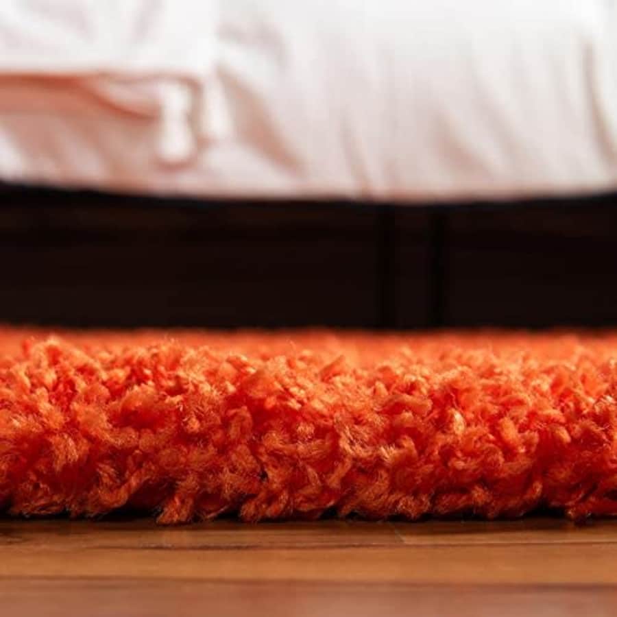 Unique Loom Solid Shag Collection Area Rug (7' 1" Round, Tiger Orange) for $88