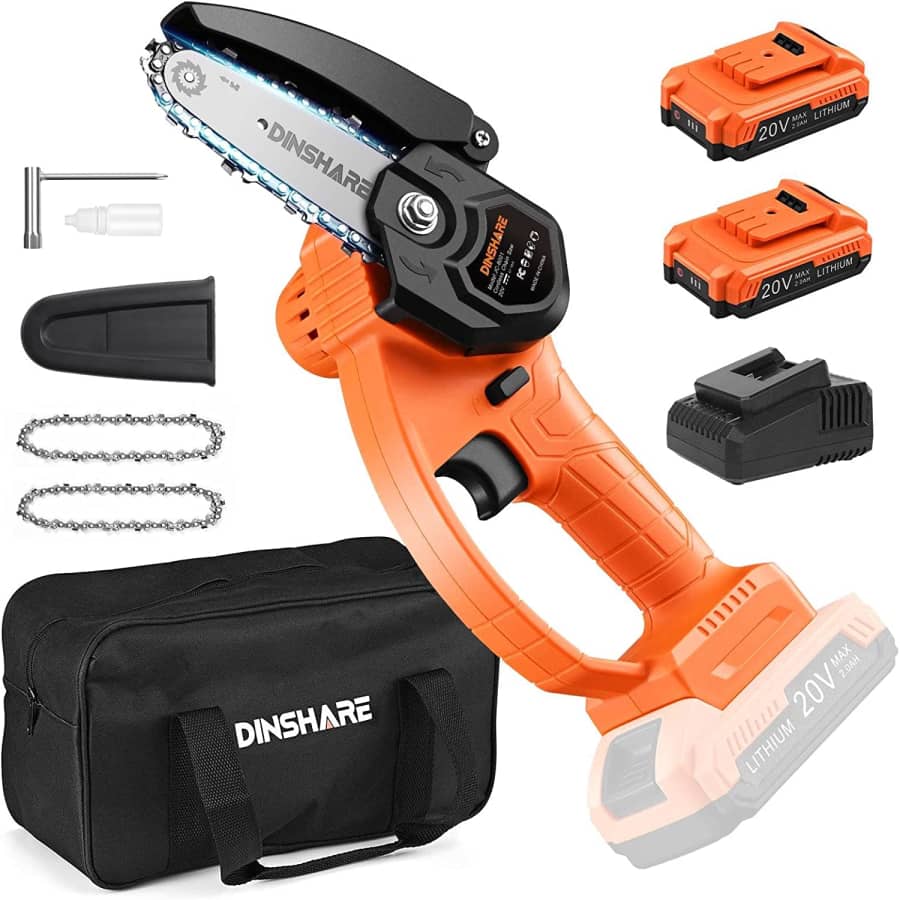 Dinshare 20V 4" Cordless Electric Mini Chainsaw for $49