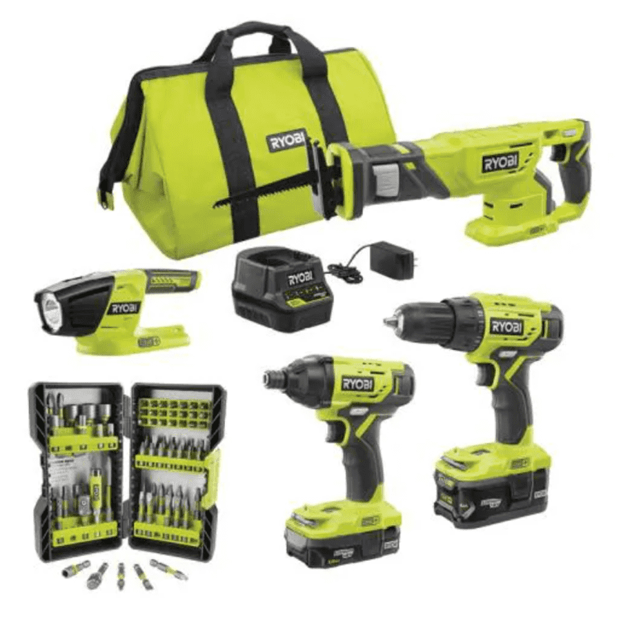 Ryobi One+ 18V Cordless 4-Tool Combo Kit w/ 70-Piece Driving Bit Set for $139