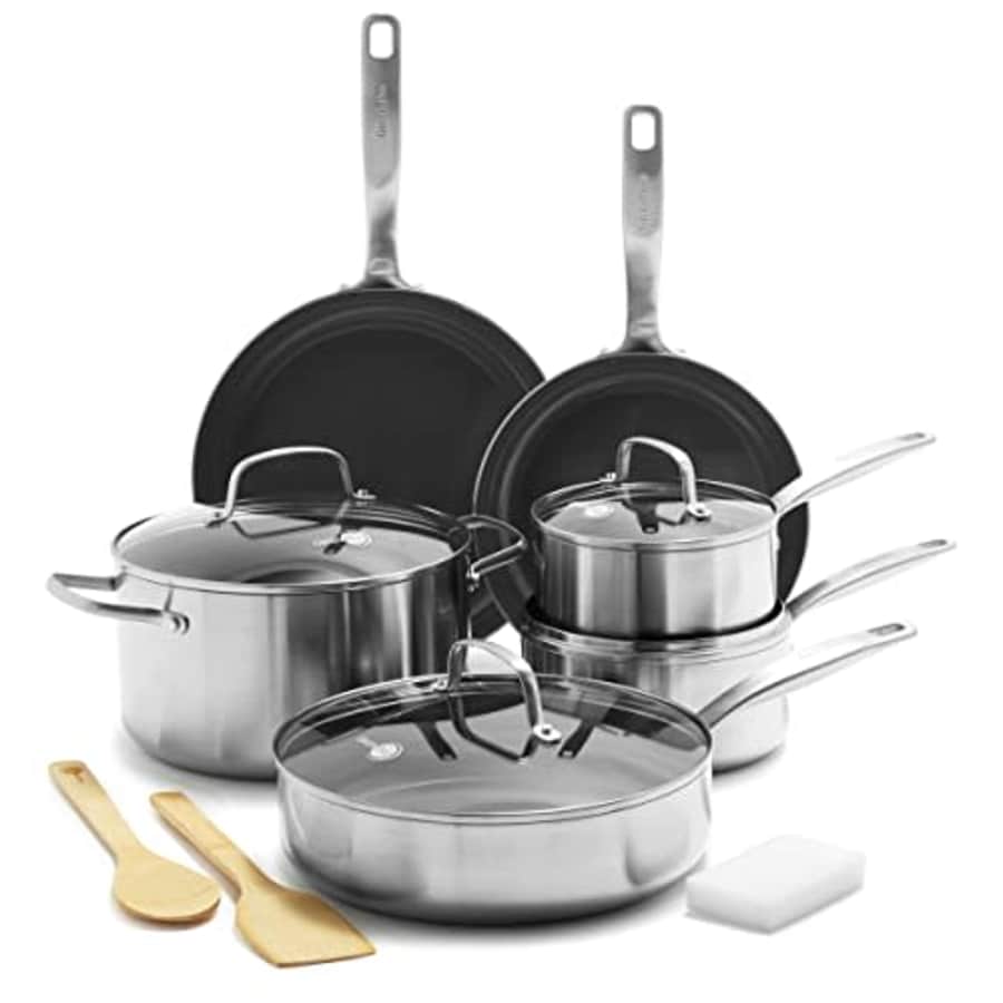 GreenPan Chatham Tri-Ply Stainless Steel Healthy Ceramic Nonstick Induction Suitable, Cookware Pots for $214