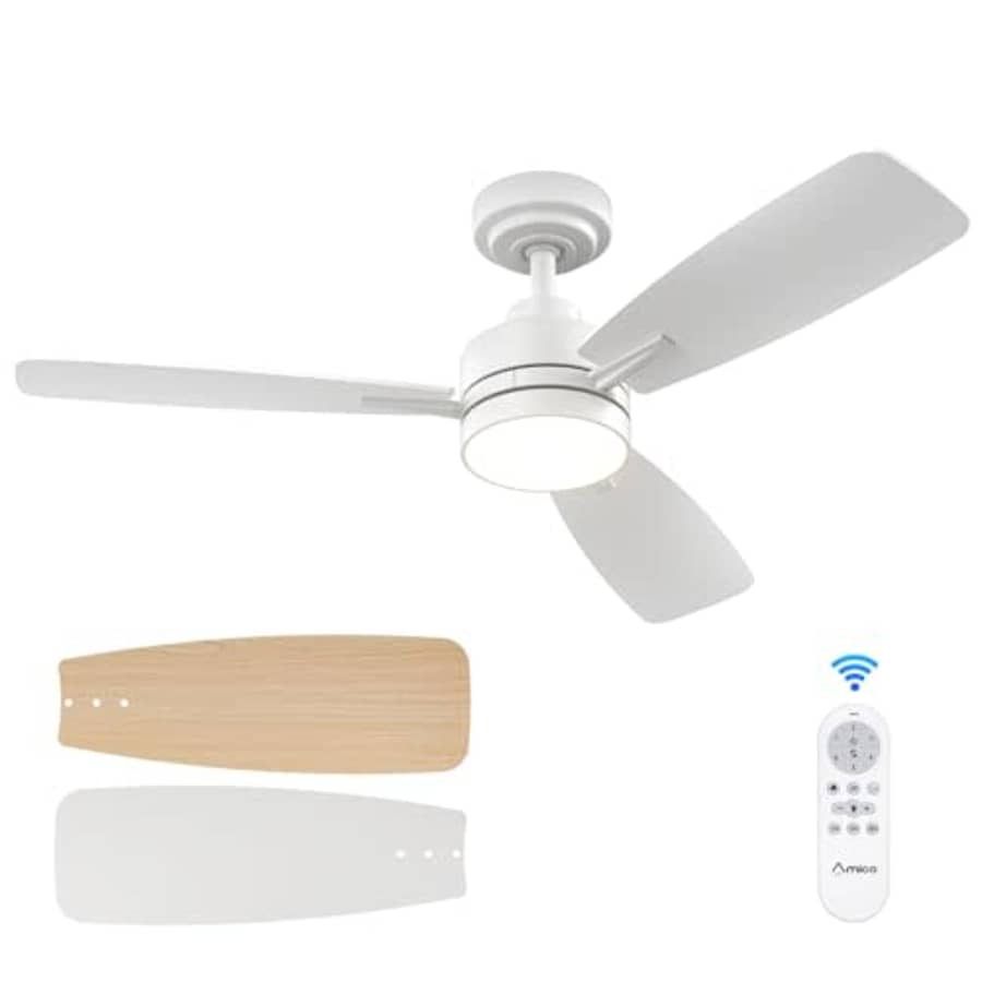 Amico Power Amico Ceiling Fans with Lights, 44 inch White Ceiling Fan with Light and Remote Control, for $80 Amico Power Amico Ceiling Fans with Lights, 44 inch White Ceiling Fan with Light and Remote Control, for $80