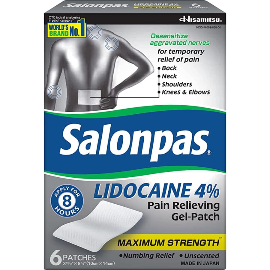 Salonpas 4% Lidocaine Pain Relieving Gel-Patch 6-Pack for $10