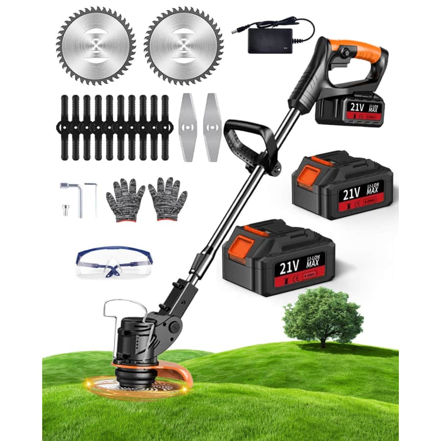 21V Cordless Electric Brush Cutter/Edger for $49