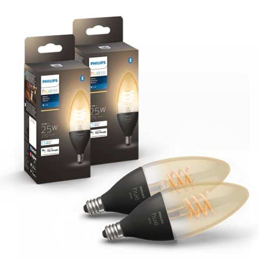 Philips Hue Smart 25W Candle-Shaped Filament LED Bulb - Soft Warm White Light - 2 Pack - 270LM - for $65