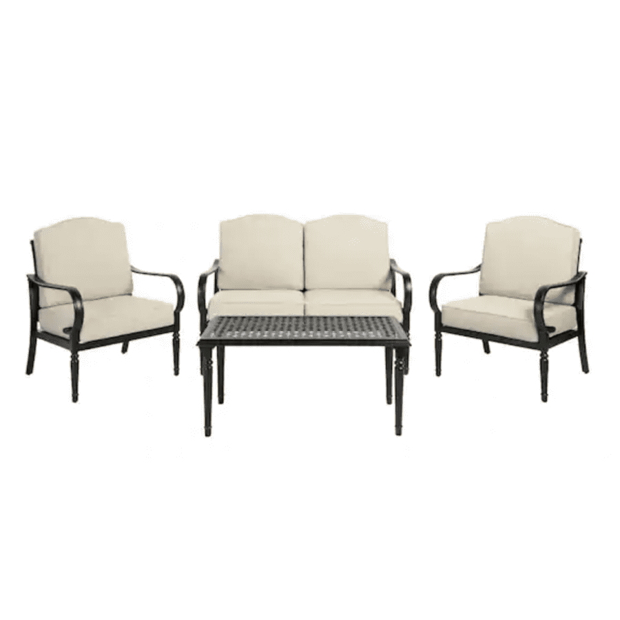 Hampton Bay Laurel Oaks 4-Piece Steel Outdoor Patio Conversation Seating Set for $449