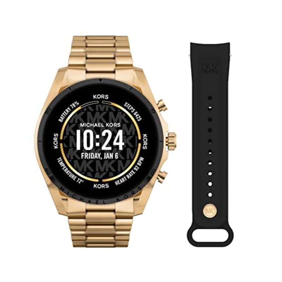 Michael Kors Gen 6 Bradshaw Gold-Tone Stainless Steel Smartwatch with Strap Set for $230