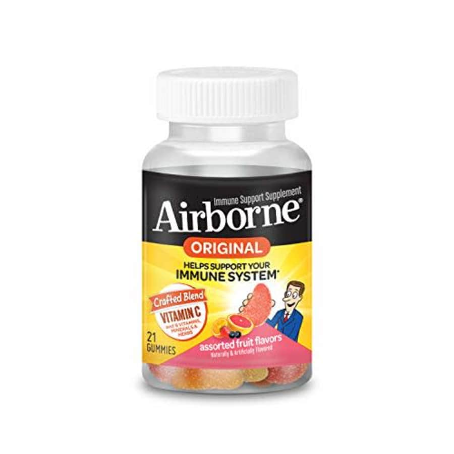 Vitamin C 750mg (per serving) - Airborne Assorted Fruit Flavored Gummies (21 count in a bottle), for $13
