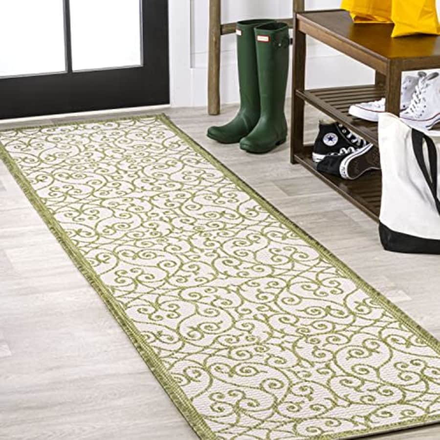 JONATHAN Y SMB107H-210 Madrid Vintage Filigree Textured Weave Indoor Outdoor Area-Rug, Coastal, for $59