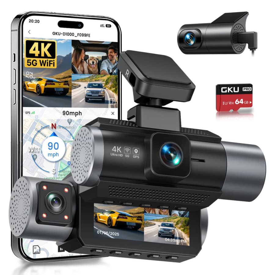 GKU 4K 3-Channel Dash Cam w/ 64GB SD Card: $63.74 GKU 4K 3-Channel Dash Cam w/ 64GB SD Card: $63.74