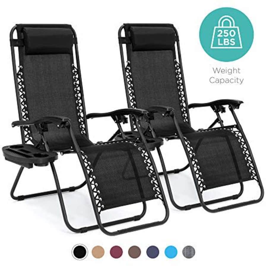 Best Choice Products Set of 2 Adjustable Zero Gravity Lounge Chair Recliners for Patio, Pool w/Cup for $100