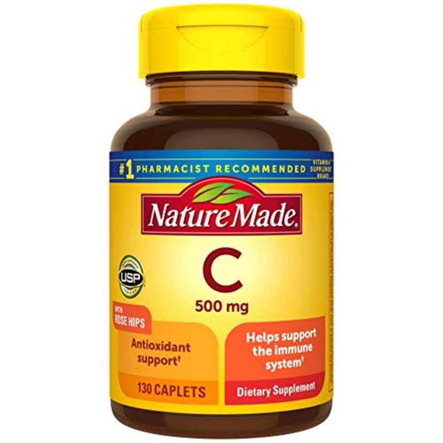 Nature Made Vitamin C 500 mg Caplets with Rose Hips, 130 Count (Packaging May Vary) for $9