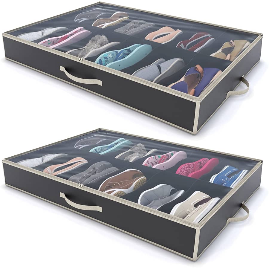 Woffit Under Bed Shoe Storage Organizer 2-Pack for $34