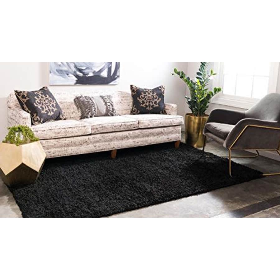 Unique Loom Solo Solid Shag Collection Modern Plush Jet Black Area Rug (2' 2 x 3' 0) for $22