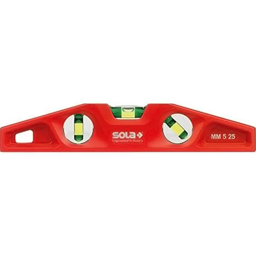 Sola 1331201" MM 5 25" Die-Cast Spirit Level, Red, 25 cm for $57 Sola 1331201" MM 5 25" Die-Cast Spirit Level, Red, 25 cm for $57
