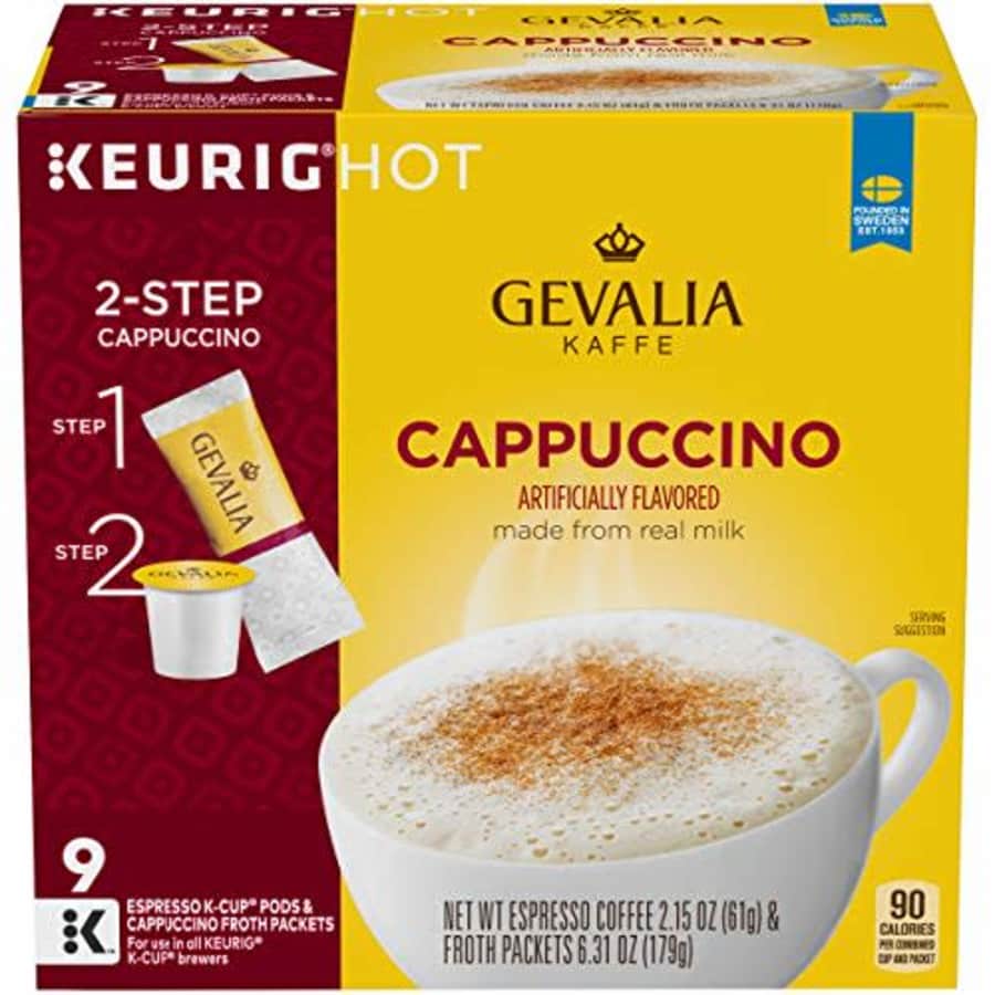 Gevalia Cappuccino Espresso K-Cup Coffee Pods (9 Pods and Froth Packets) for $13