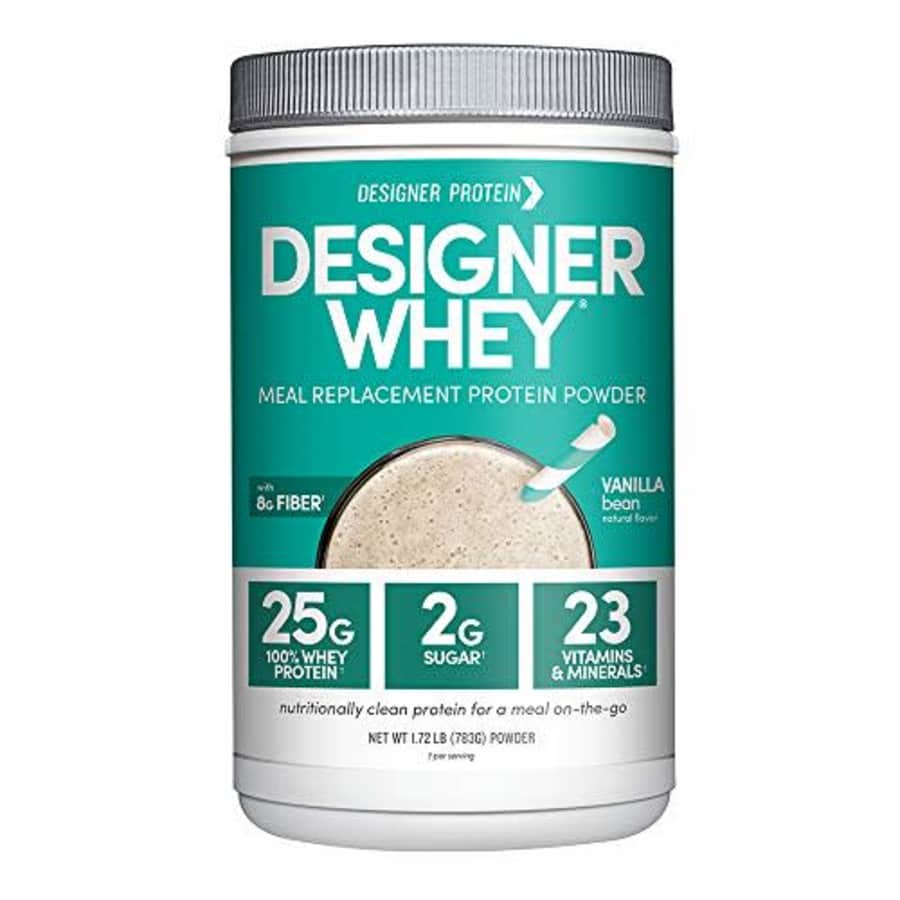 Designer Protein Designer Whey Protein Meal Powder, Vanilla Bean, 1.72 Pound, Non GMO, Made in the USA for $36 Designer Protein Designer Whey Protein Meal Powder, Vanilla Bean, 1.72 Pound, Non GMO, Made in the USA for $36