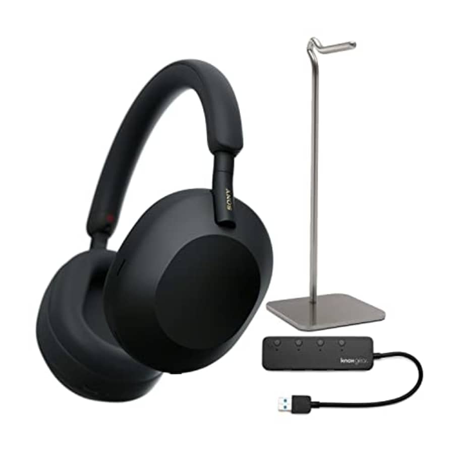 Sony WH-1000XM5 Wireless Noise Canceling Over-Ear Headphones (Black) Bundle with 4-Port USB 3.0 Hub for $398