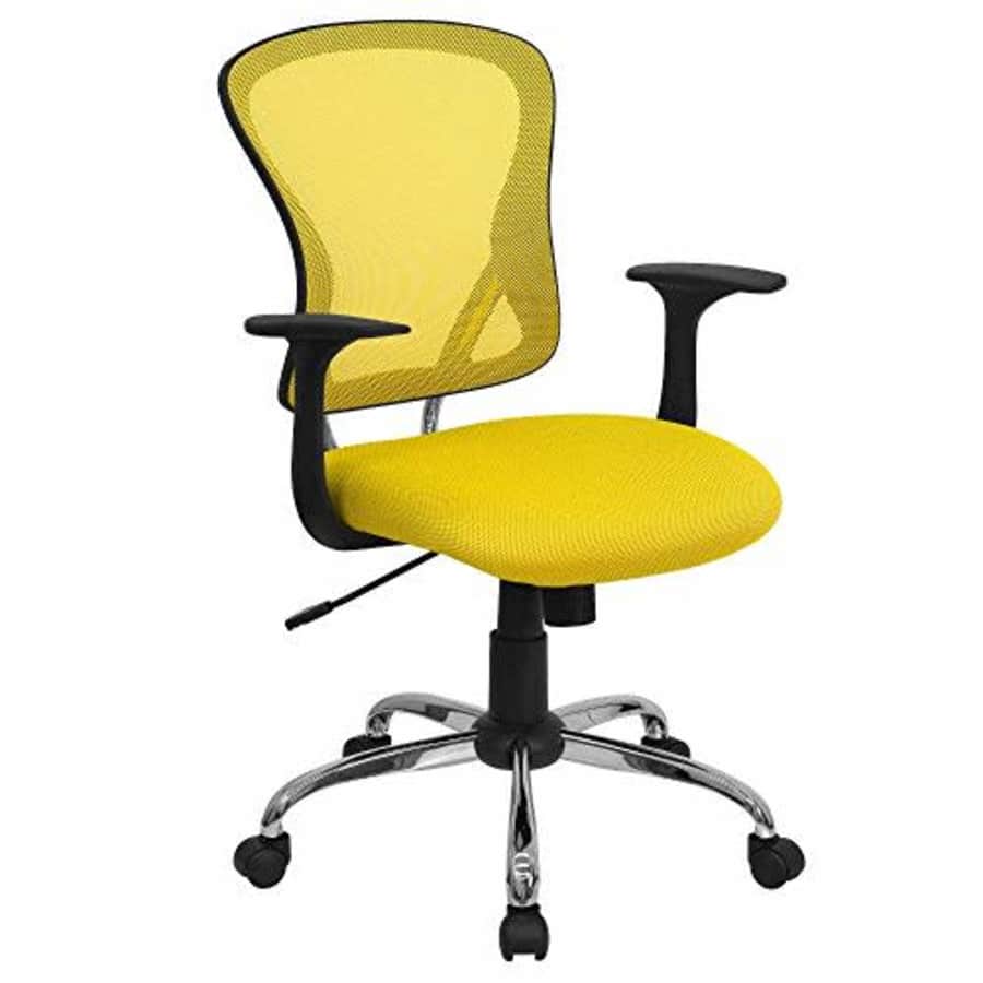 Flash Furniture Mid-Back Yellow Mesh Swivel Task Office Chair with Chrome Base and Arms for $134 Flash Furniture Mid-Back Yellow Mesh Swivel Task Office Chair with Chrome Base and Arms for $134