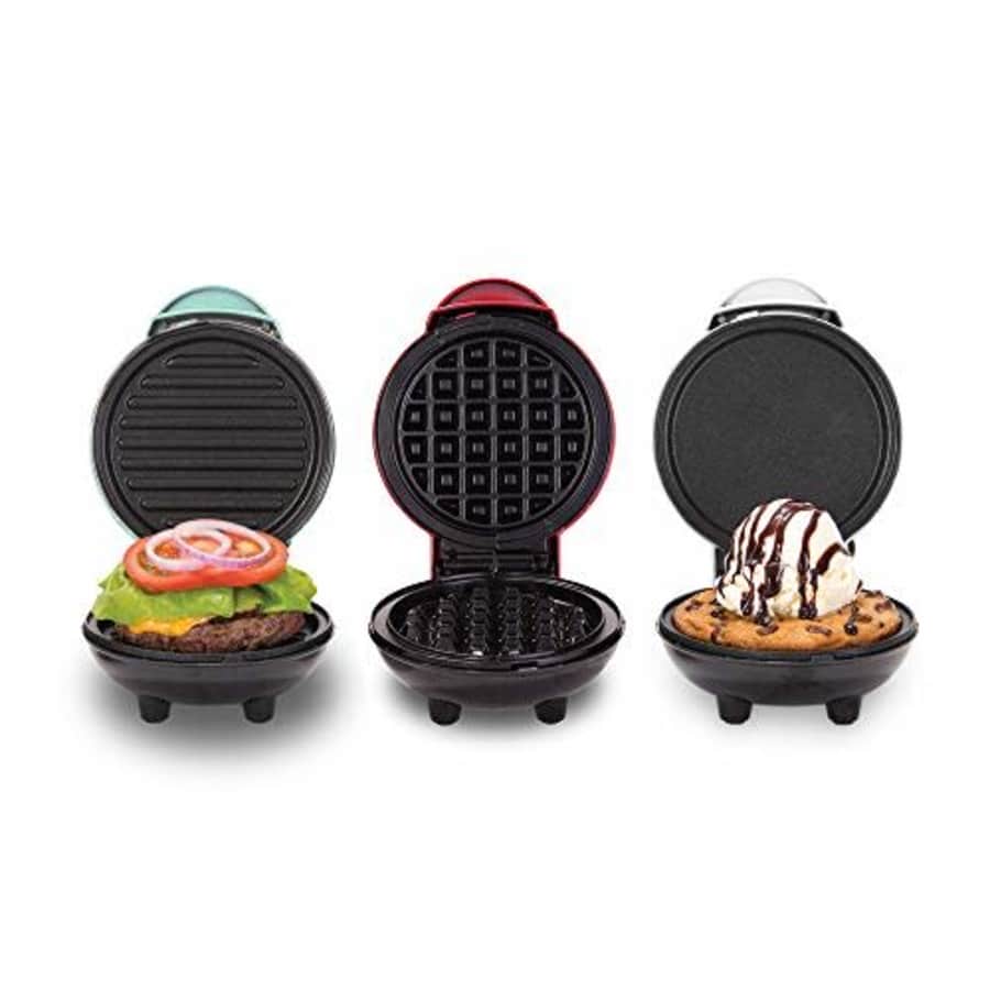 Dash DGMS03GBCL Mini Maker Grill, Griddle + Waffle Iron, 3 pack, Red/Aqua/White for $25 Dash DGMS03GBCL Mini Maker Grill, Griddle + Waffle Iron, 3 pack, Red/Aqua/White for $25