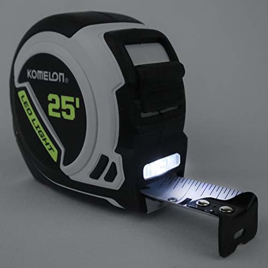 Komelon LED Light Tape Measure, White/Black for $24