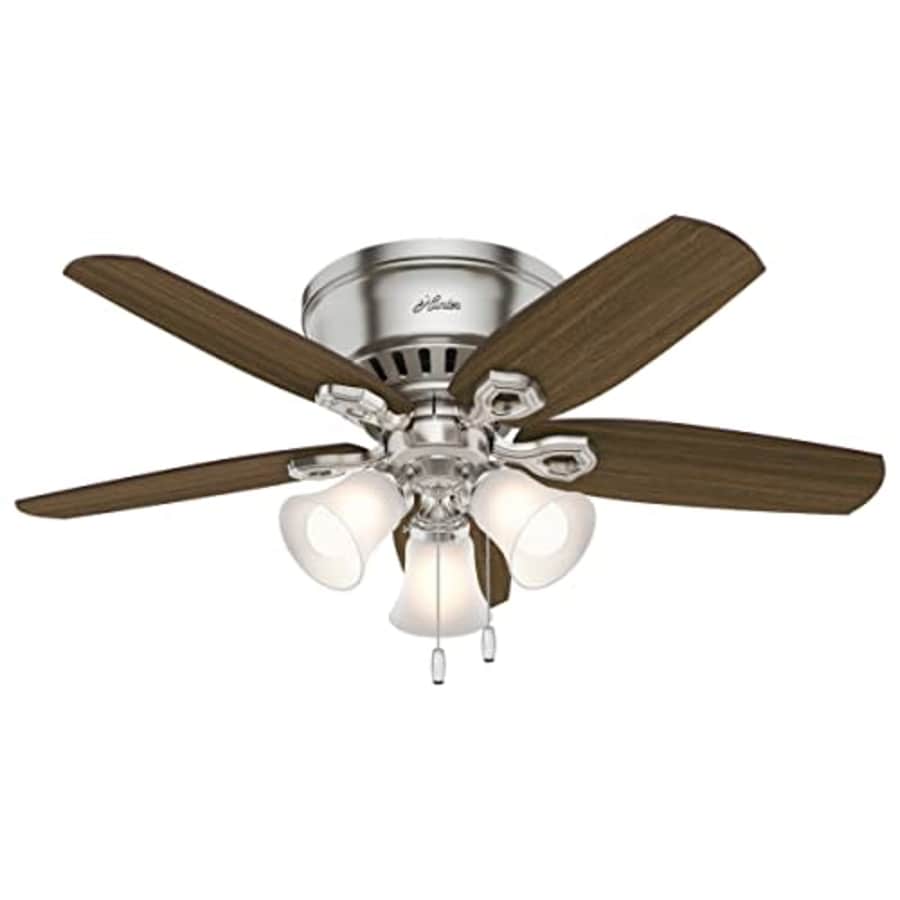 Hunter Fan Company, 51092, 42 inch Builder Brushed Nickel Low Profile Ceiling Fan with LED Light for $130