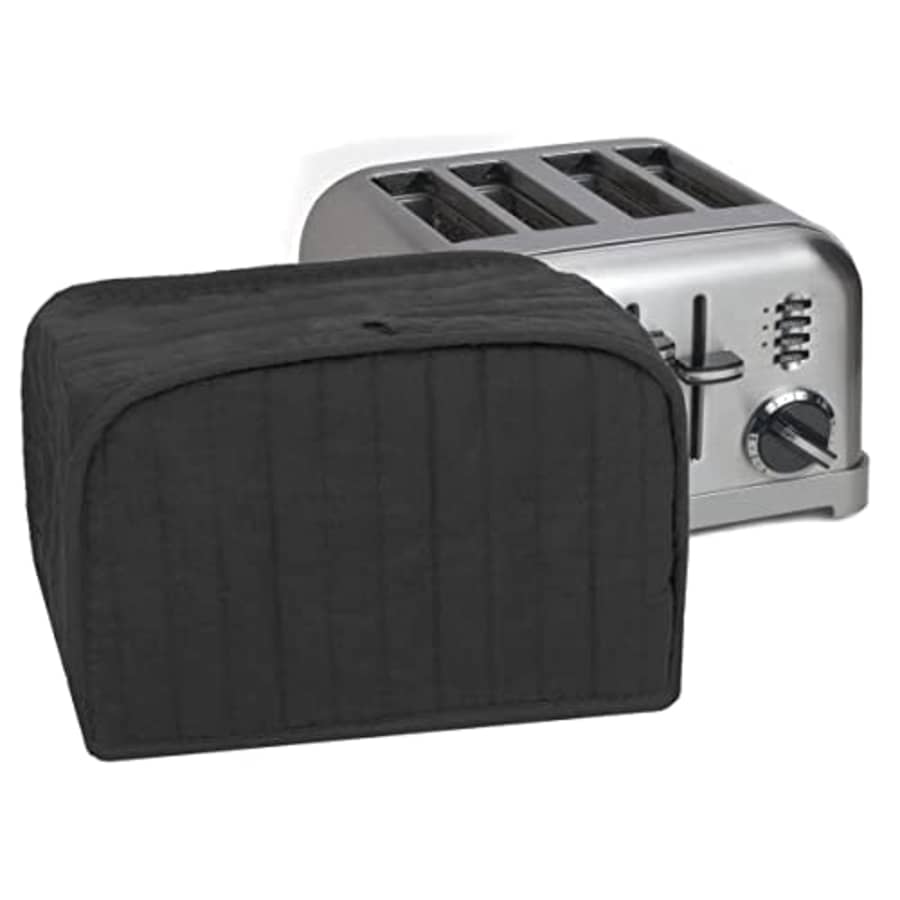 Four Slice Toaster Cover, Machine Washable Cotton/Polyester Kitchen Appliance Covers, Black RITZ for $14