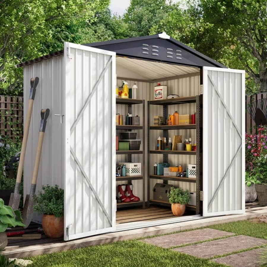 Lausaint Home 4x6-Foot Metal Outdoor Storage Shed w/ Lock for $218 Lausaint Home 4x6-Foot Metal Outdoor Storage Shed w/ Lock for $218