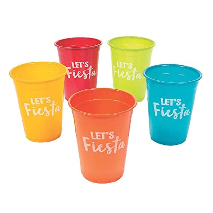 Fun Express Let's Fiesta Plastic Cups - Bulk set of 50, each cup holds 16 oz - Cinco De Mayo and Party Supplies for $20