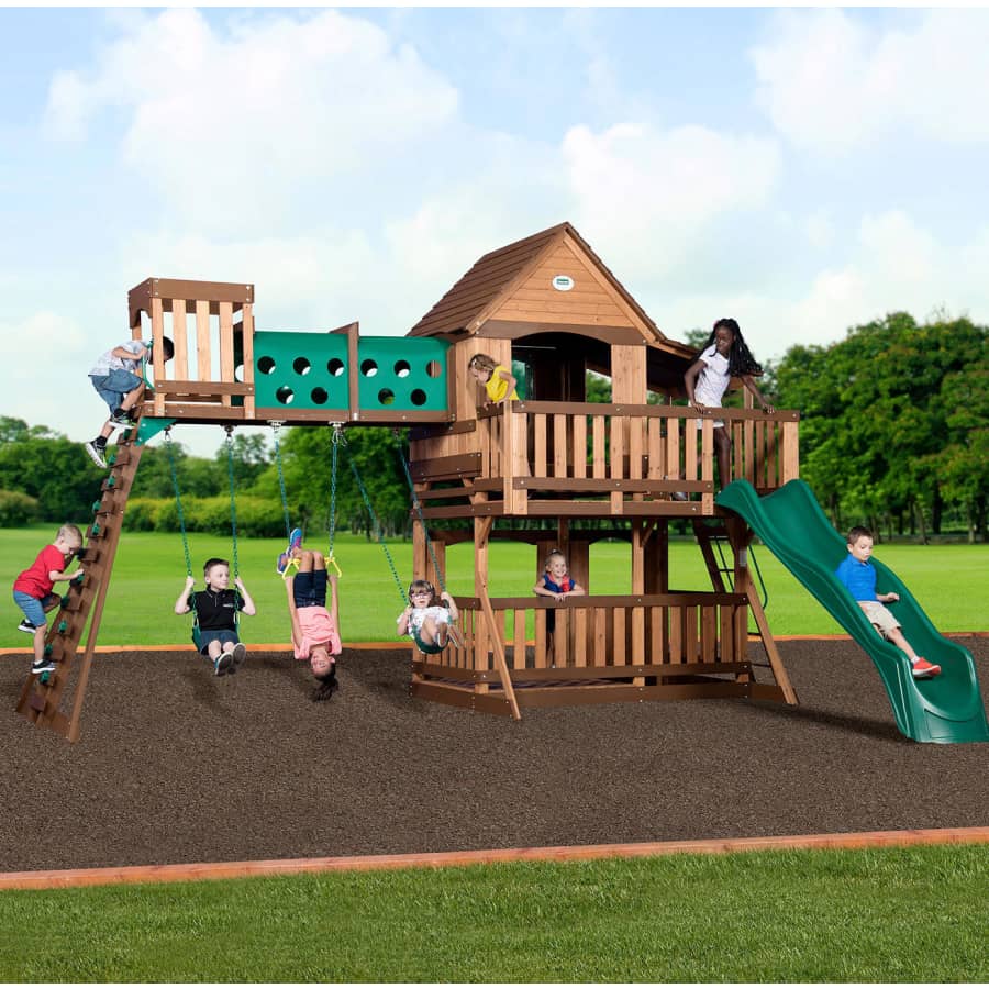 Backyard Discovery Woodridge Elite Cedar Swing Set for $1,499 for members Backyard Discovery Woodridge Elite Cedar Swing Set for $1,499 for members