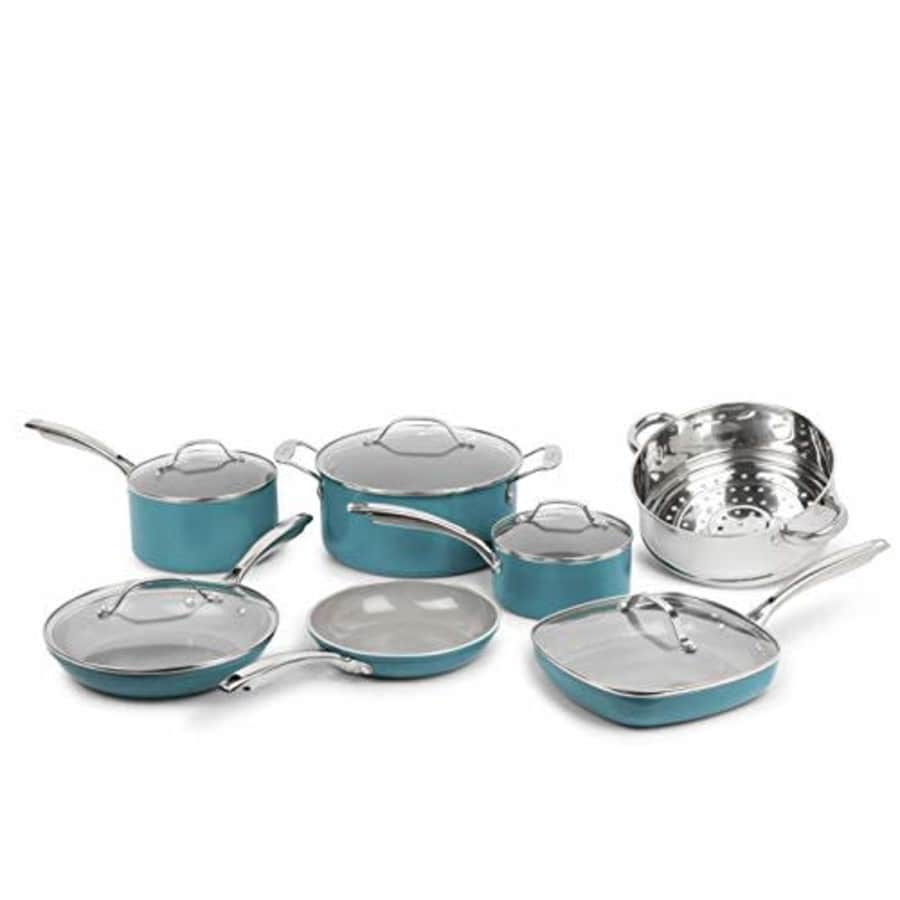 GOTHAM STEEL Pots and Pans 12 Piece Cookware Set with Ultra Nonstick Ceramic Coating by Chef Daniel for $80