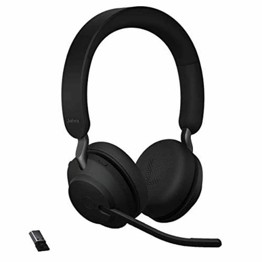 Jabra Evolve2 65 MS Wireless Headphones with Link380a, Stereo, Black Wireless Bluetooth Headset for for $150